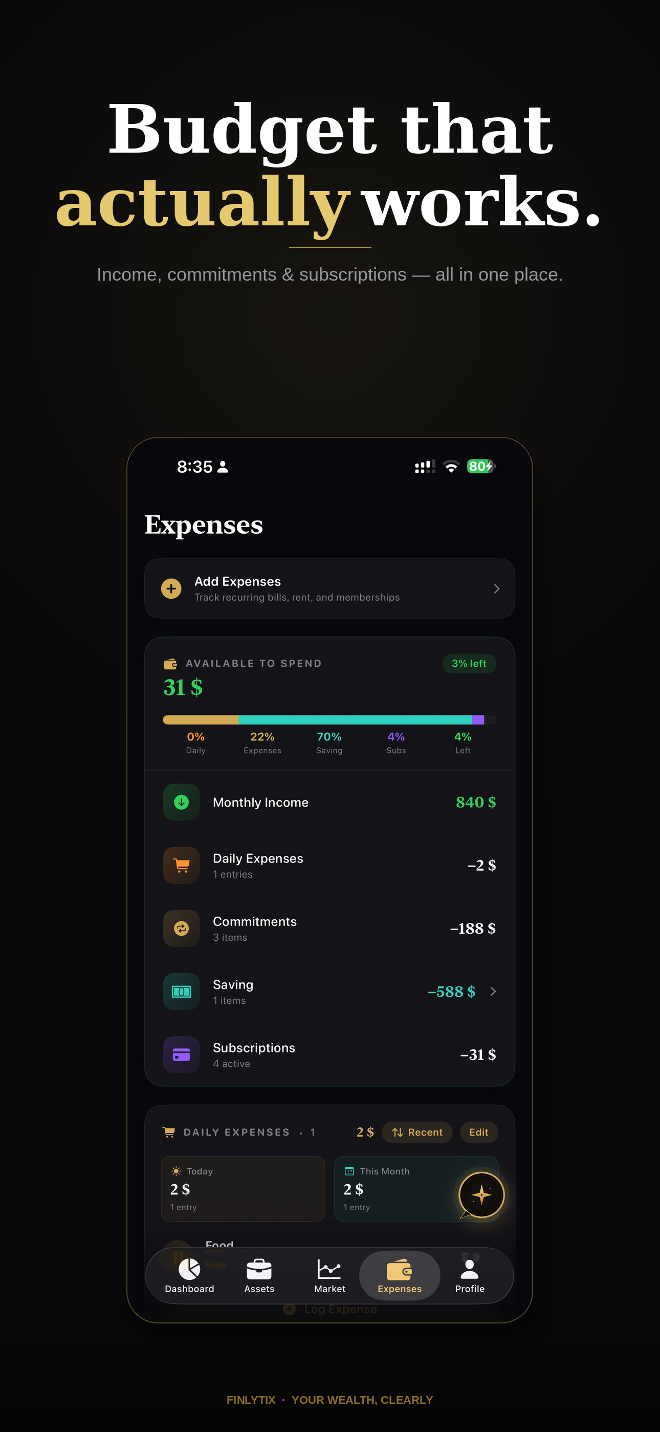 Expenses — budget that actually works